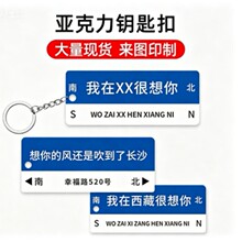 我在这里很想你网红路牌钥匙扣学生文字挂件女生包包亚克力挂饰