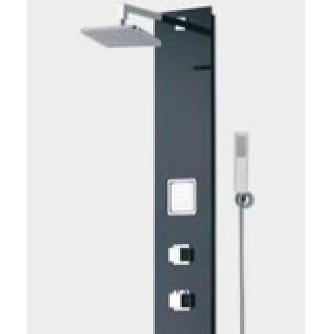 Elegant Black Stainless Steel Shower Screen with Four Water Outlets, Overhead Spray, Handheld Side Spray, Massage Bathroom Shower Column, Integrated Shower System