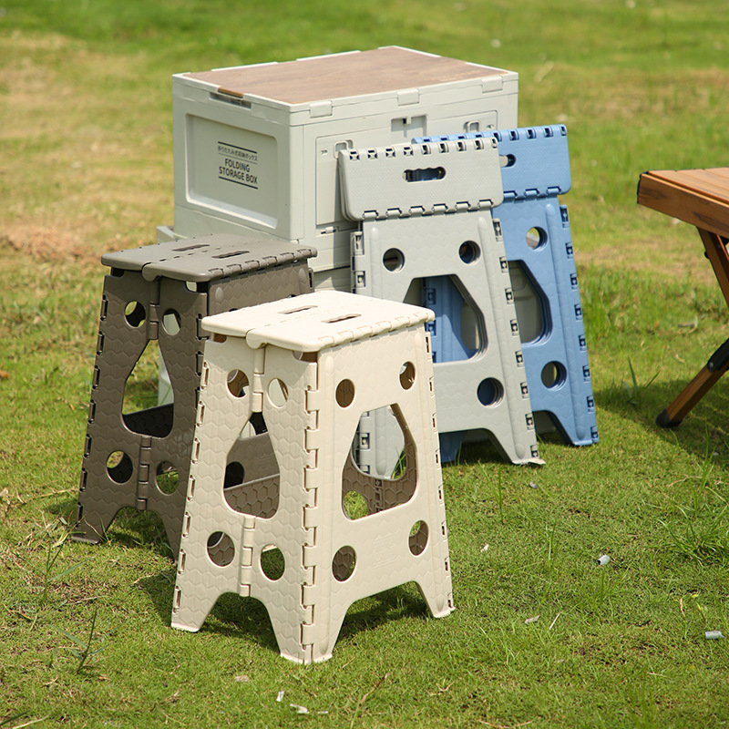 Taburete plegable de plástico, taburete alto, puesto para acampar en el hogar, silla de pesca al aire libre, metro, banco pequeño plegable portátil