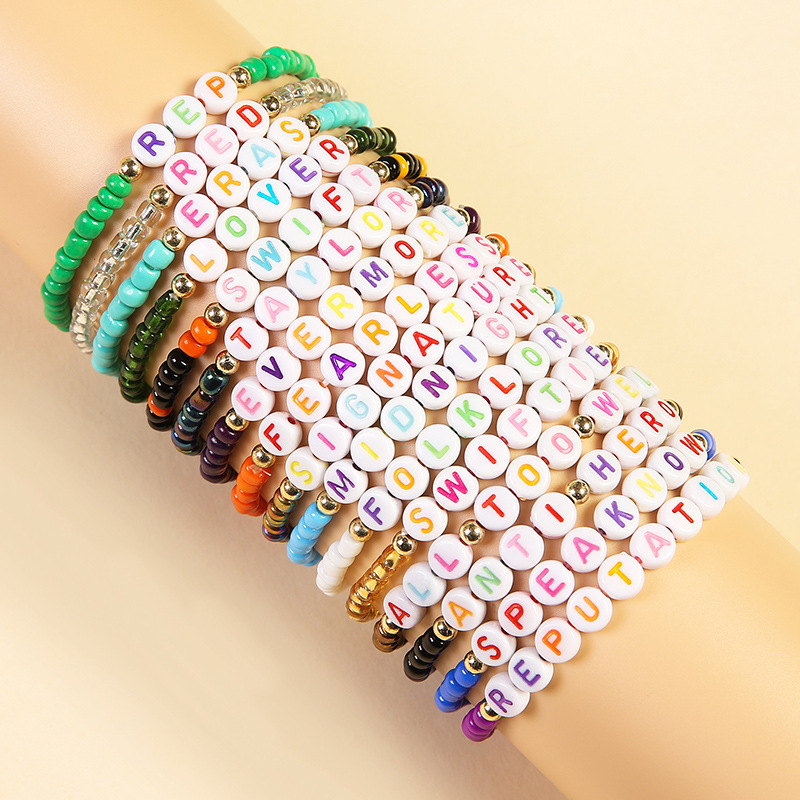 European and American TAYLOR new Taylor English name F fans friendship rice beads Bohemian swiftie bracelet