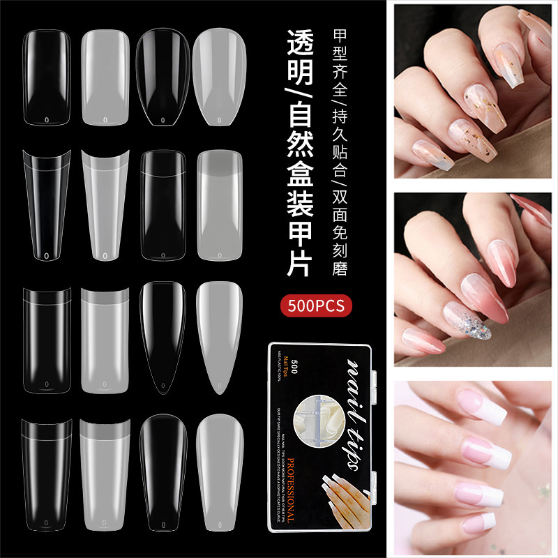 Cross-Border Manicure Nails Full Patch Short Ballet Ghost Pointed Nails 500 Pieces Acrylic Boxed Manicure Patches Wholesale