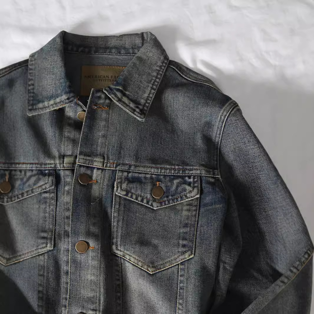 Calidad superior Retro lavado sucio de piedra vieja chaqueta de vaquero hombre clásico corto chaqueta casual hombre y mujer