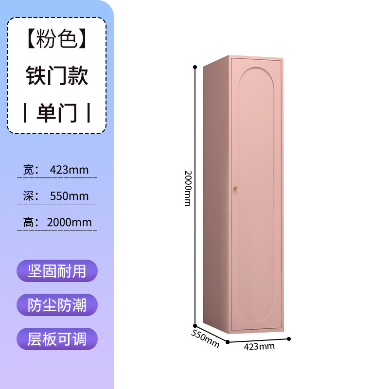 衣柜钢制出租房用彩色衣橱卧室客厅家用铁艺无甲醛简易储物铁皮柜|undefined