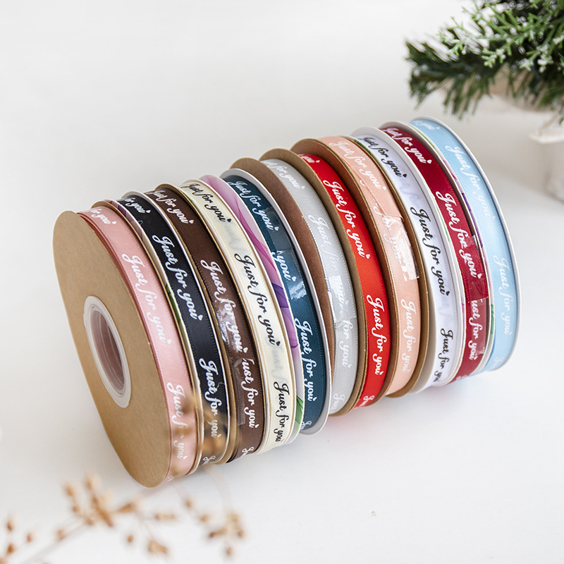 1CM English letter ribbon, flower packaging ribbon, floral bouquet packaging ribbon, cake baking wholesale