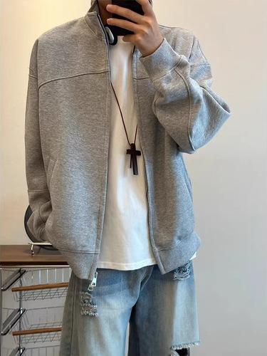 Autumn/Winter New Trend Brand Zipper Hoodie Sweatshirt for Men and Women Heavyweight Stiff Jacket American Retro Casual Sport Coat