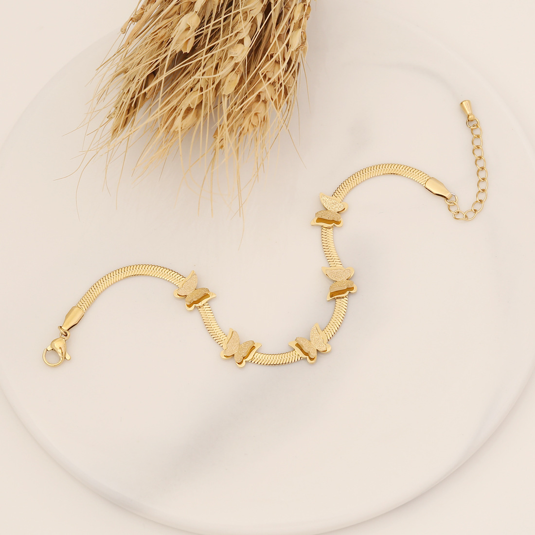 Fashion Butterfly Stainless Steel Plating Inlay Zircon Bracelets 1 Piece