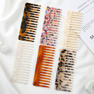 Amazon hot selling European and American fashion acetate plate hair comb anti-static rectangular comb exquisite marbling hair comb