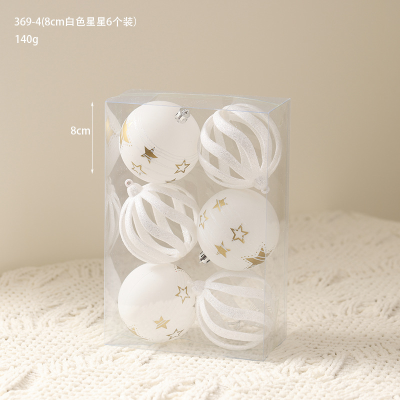 Navidad dorada bola blanca decoración de árbol de Navidad colgante colgante colgante dibujado a mano bola de color transparente decoración de Navidad