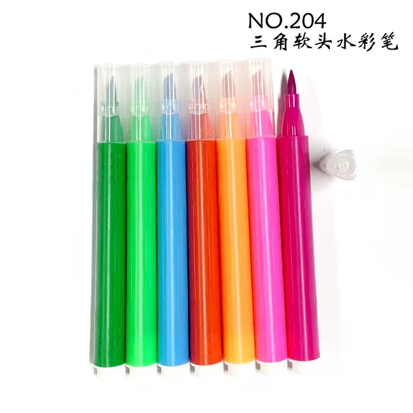 Triangle soft head watercolor pen 12 color 18 color 24 color 36 color single wholesale can be set LOGO factory direct supply