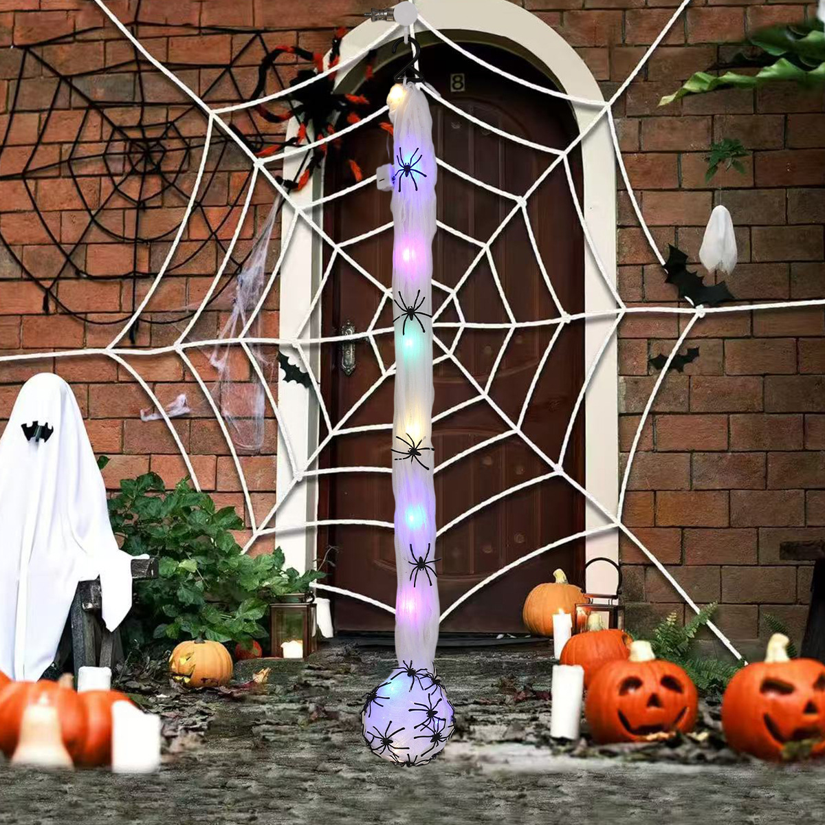 Accesorios de decoración de ambiente de Halloween, hilo de telaraña colgante, bola de algodón, bolsa de huevo de araña luminosa, habitación secreta, juguete complicado