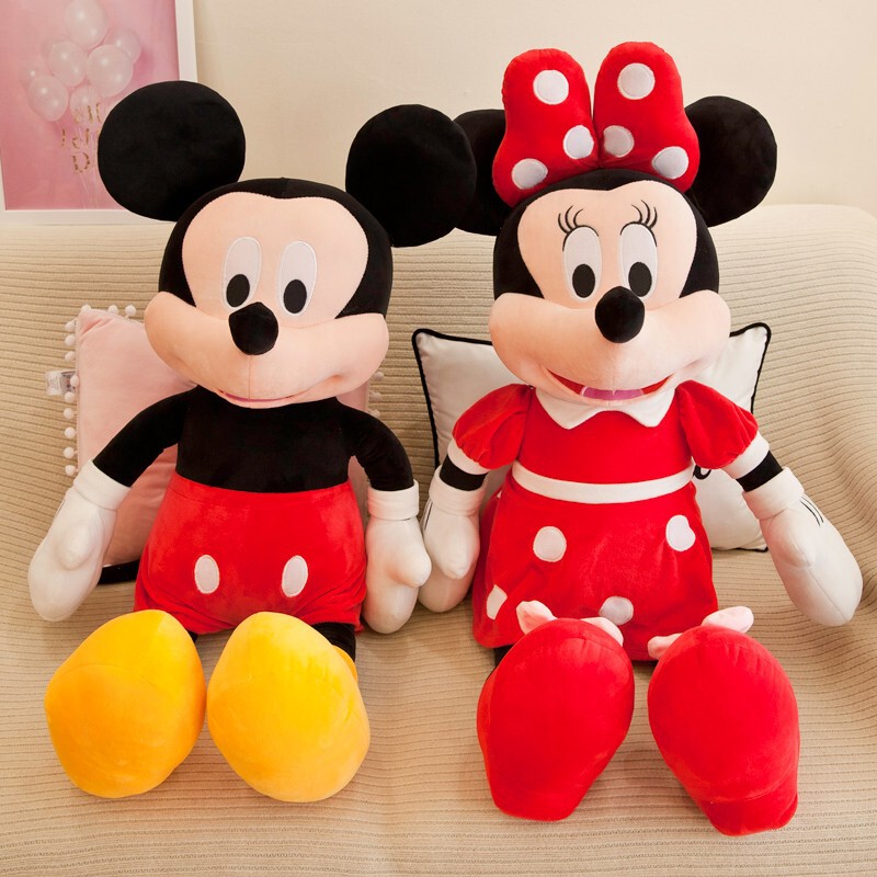 Cross-Border Mickey Plush Toy Doll Mickey Mouse Cartoon Doll Bed Doll Pair Wedding Gift Wholesale
