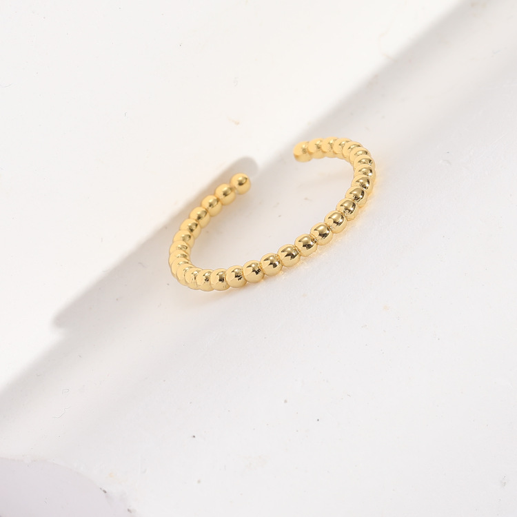Copper Golden Open-End Simple Bracelet 14K Female Index Finger Ball Ring