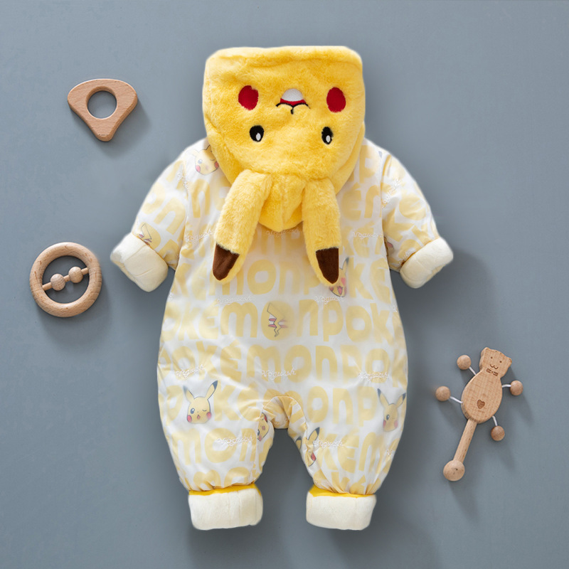 Bebé masculino y femenino engrosado ropa de salida con forro polar acolchado cálido abrigo de otoño e invierno bebé recién nacido mono de invierno con ropa