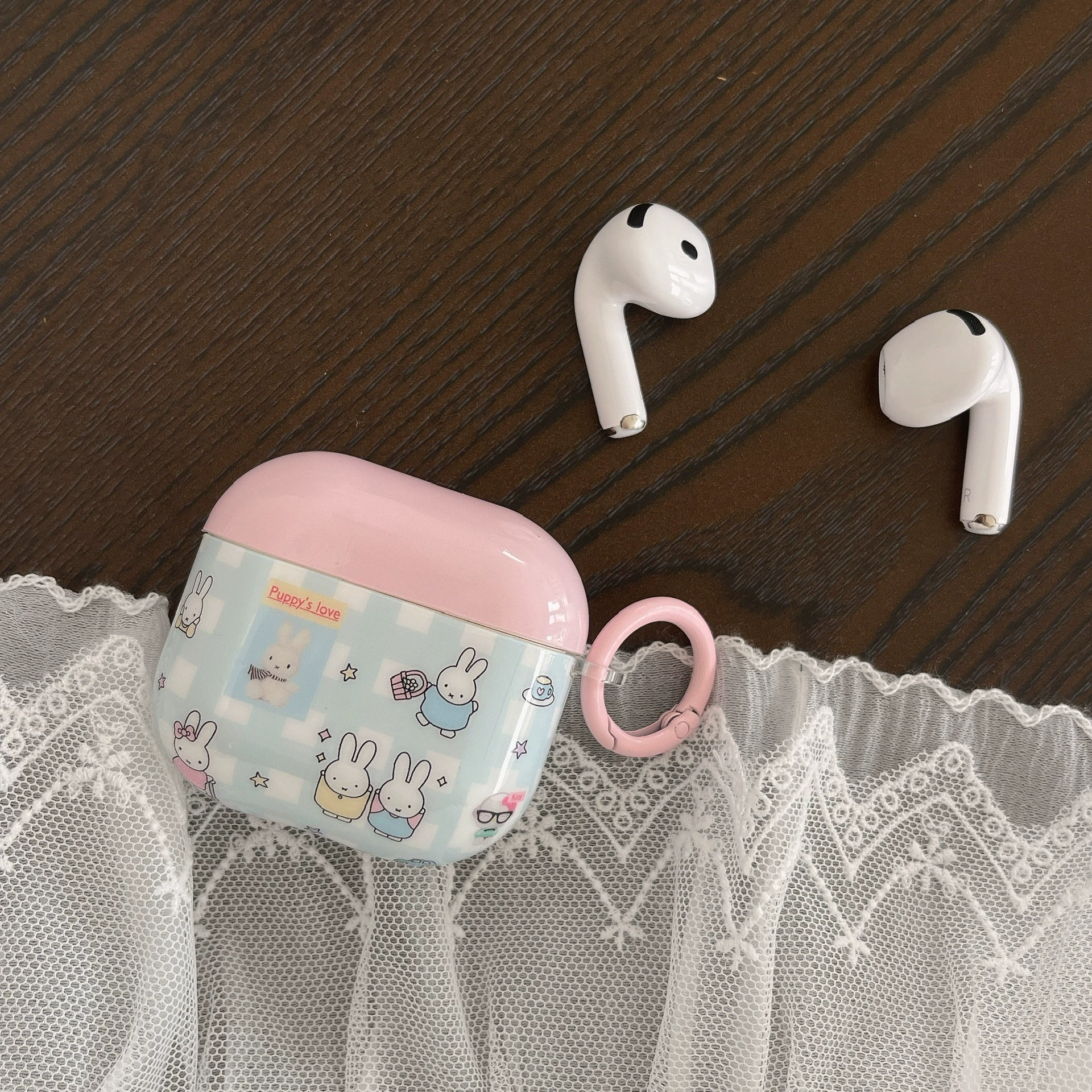 Необычное голубое и розовое клетчатое сердце Инсайл для Apple беспроводные AirPods 4 поколения защитный чехол 1/2 поколения Pro2