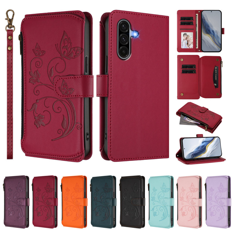 Suitable for Samsung S26 Plus Butterfly Flower Zipper Case Xcover 7 Pro Flip Multi-Card Wallet Suitable for Samsung S26 Plus Butterfly Flower Zipper Case Xcover 7 Pro Flip Multi-Card Wallet