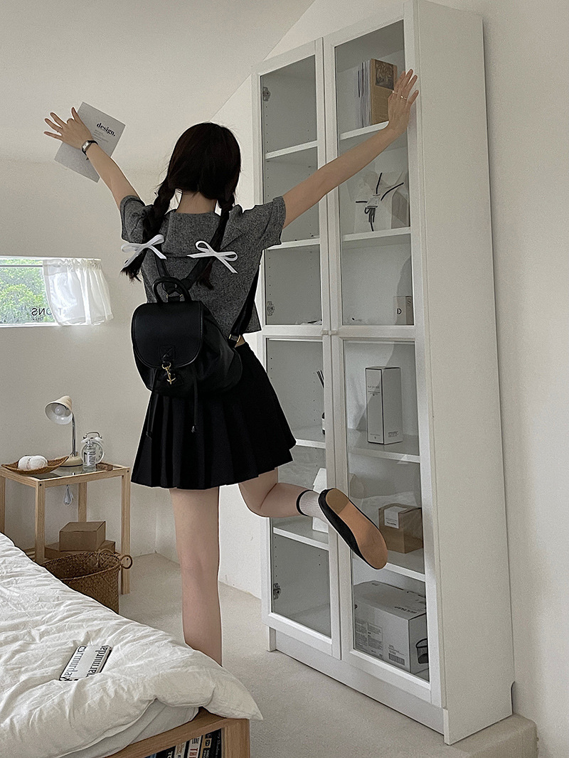College style women's backpack 2023 spring new Korean ins black backpack, student large-capacity commuter bag_voghion.com