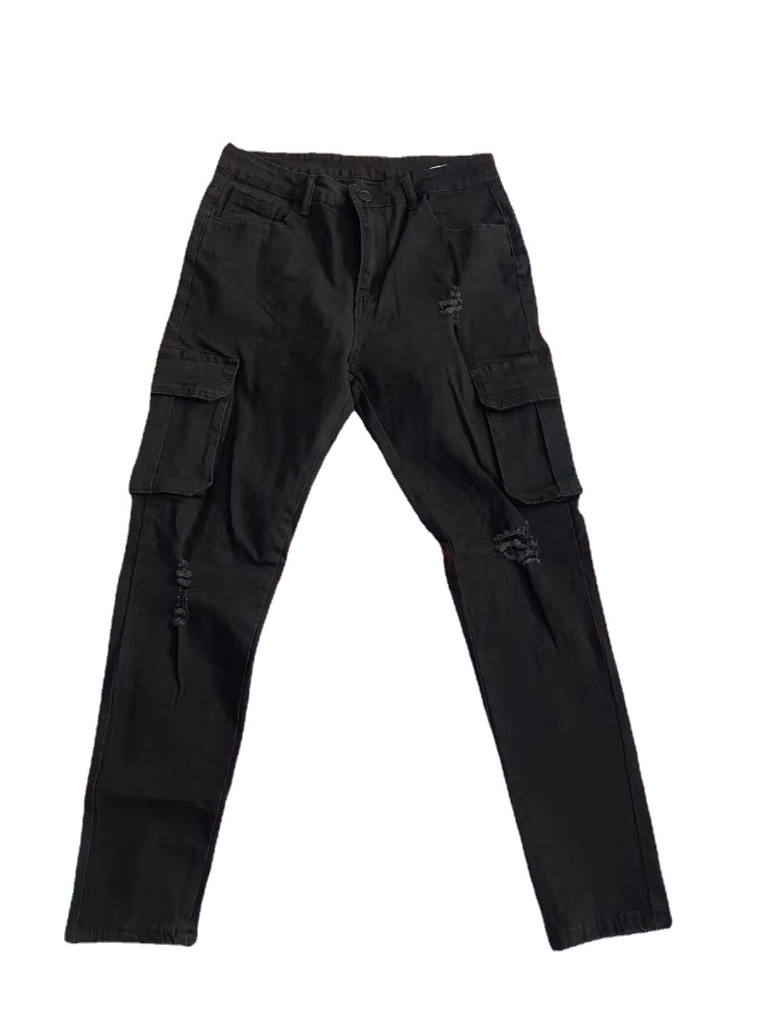 Stor mengderabat, flere lommer med hull, elastiske jeans med små ben, høykvalitets denimbukser til arbeidsklær for menn_voghion.com