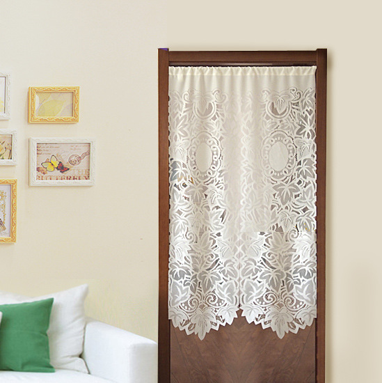 Home Fashion Pastoral Leaf Solid Color Door Curtain Mosquito-Proof Feng Shui Curtain Sheer Curtain Bedroom Partition Half Curtain Kitchen Curtain