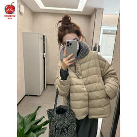 高充绒量排骨羽绒服女2025冬季新款巨好看的高级感保暖白鸭绒短款