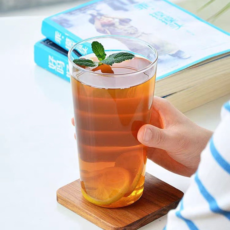 High Borosilicate Glass Transparent Large Capacity V-shaped Cup Heat Resistant Thin Exquisite Latte Drink Juice Cup Cold Drink Cup