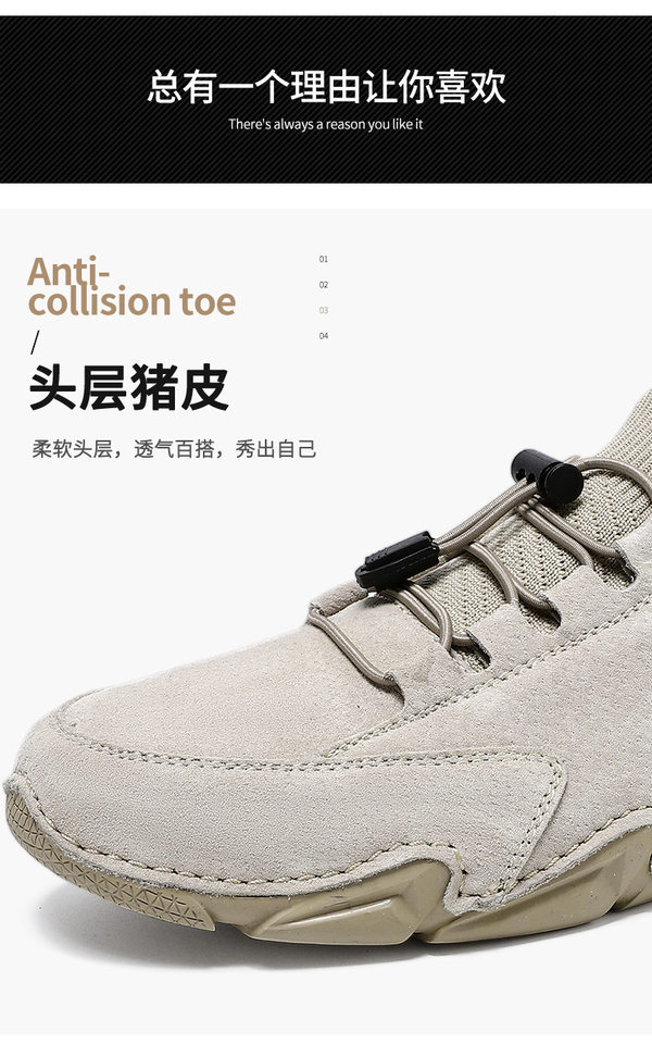 Giày Martin nam cổ thấp da heo, đế cao su may, phong cách năng động — G87139 Kaki, G87139 màu xám, G87139 đen chi tiết 6