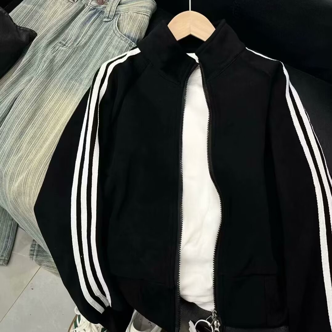 Chaqueta transfronteriza para hombre nuevo estilo coreano cardigan negro chaqueta deportiva casual camiseta de cuello vertical ropa suelta de béisbol