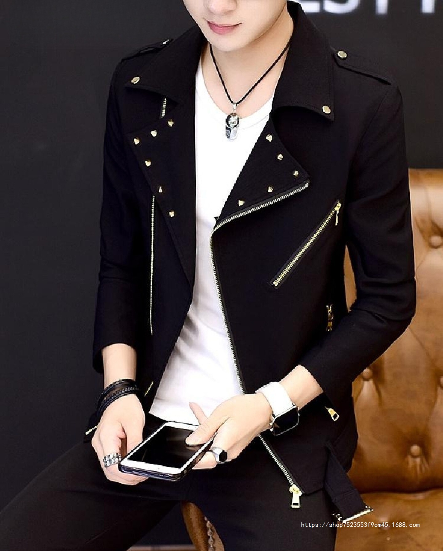 Trendy Korean-Style Men's Jacket Youth Clothing Stylish Casual Personality Senior Ins Jacket Men Spring Autumn