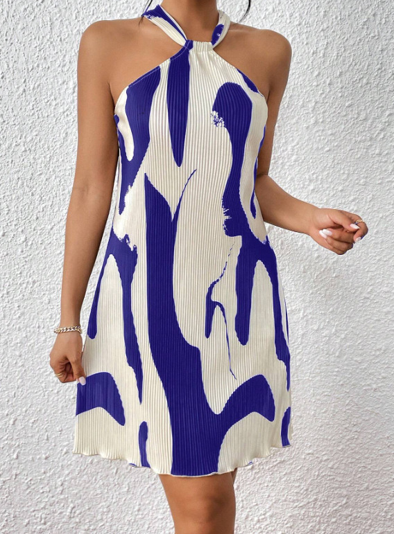 ChicShe Abito casual da donna con scollo all'americana stampato, stile europeo e americano, per autunno e inverno_voghion.com