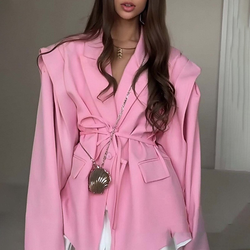 2026 nuevo verano de ropa de mujer Europa y América comercio exterior ropa de mujer elegante viaje de color sólido lazos trajes de cuello chaqueta de verano