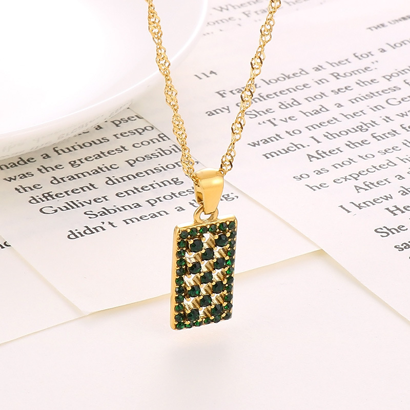 304 Stainless Steel Pendant Material PVD Coated 18K Gold Plated Lattice Titanium Steel Waterproof Non Tarnish Pendant Necklace