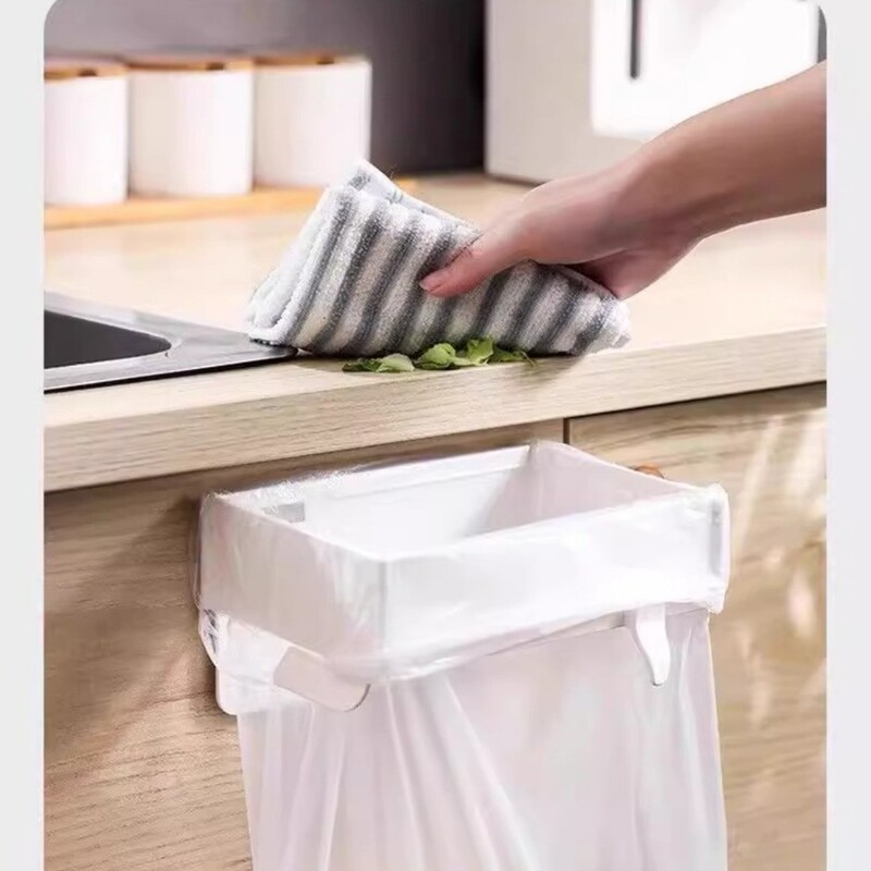 Foldable Garbage Rack Bathroom Trash Can Wall-Mounted Punch-Free Kitchen Multi-Functional Storage Plastic Bag Holder