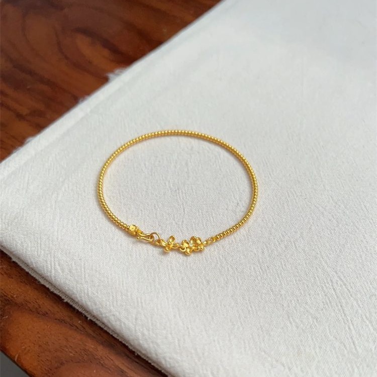 金店同款沙金新中式小桂花手链女气质小众设计时尚算盘转运珠手串|undefined