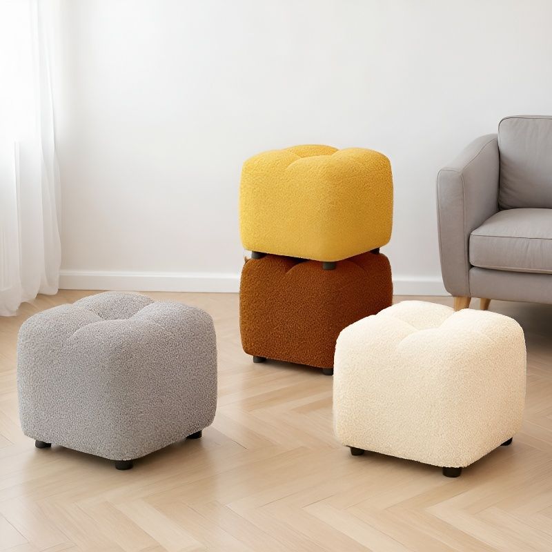 Small Stool for Home Use, Low Stool, Lambswool Sofa Footstool, New Chinese Style Corgi Butt-Shaped Sitting Cushion, Footrest, Entryway Shoe-Changing Stool