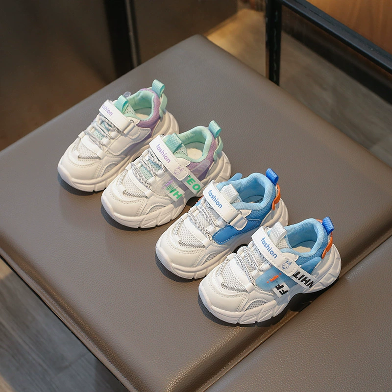 2024 Новый стиль обувь для папы весна и осень модные дышащие суперлегкие Детские кроссовки модная обувь для мальчиков и девочек сетка