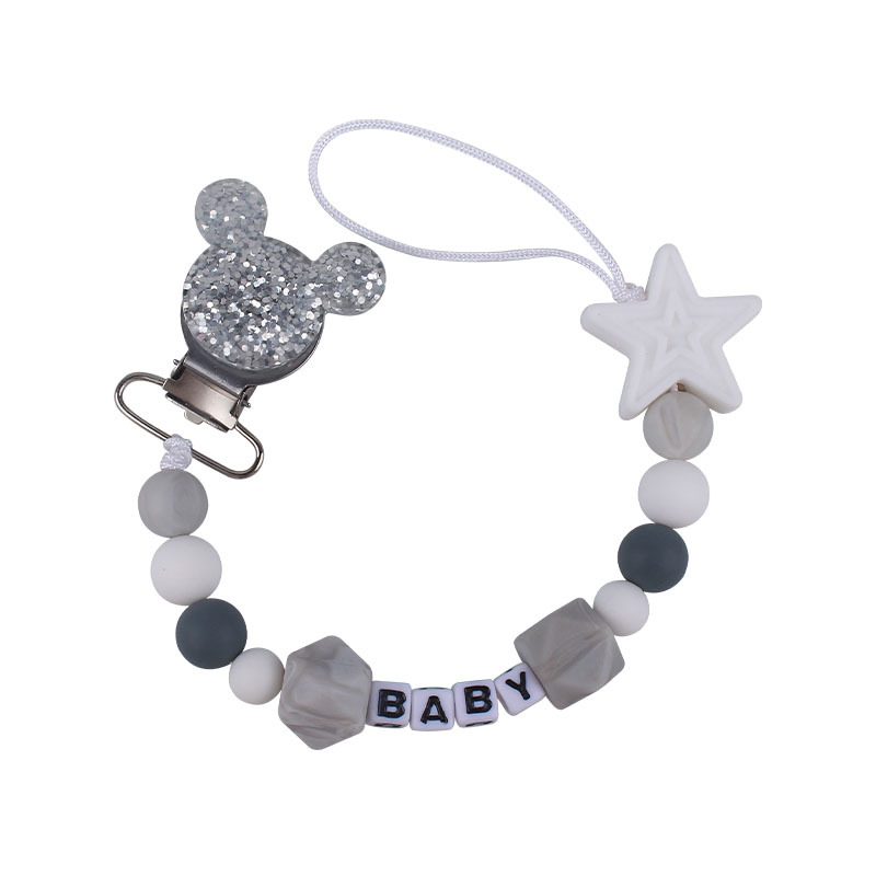 Mickey nuevo bebé chupete cadena bebé silicona dientes molienda anti-gota cadena materna y niño suministros anti-perdido cadena