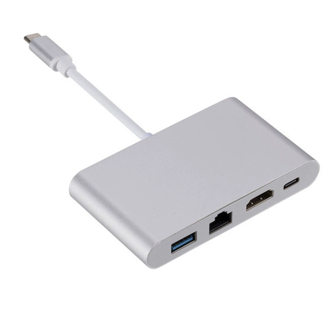 Type-C на USB3.0 + гигабитный LAN + HDMI + питание, многофункциональная 4-в-1 док-станция