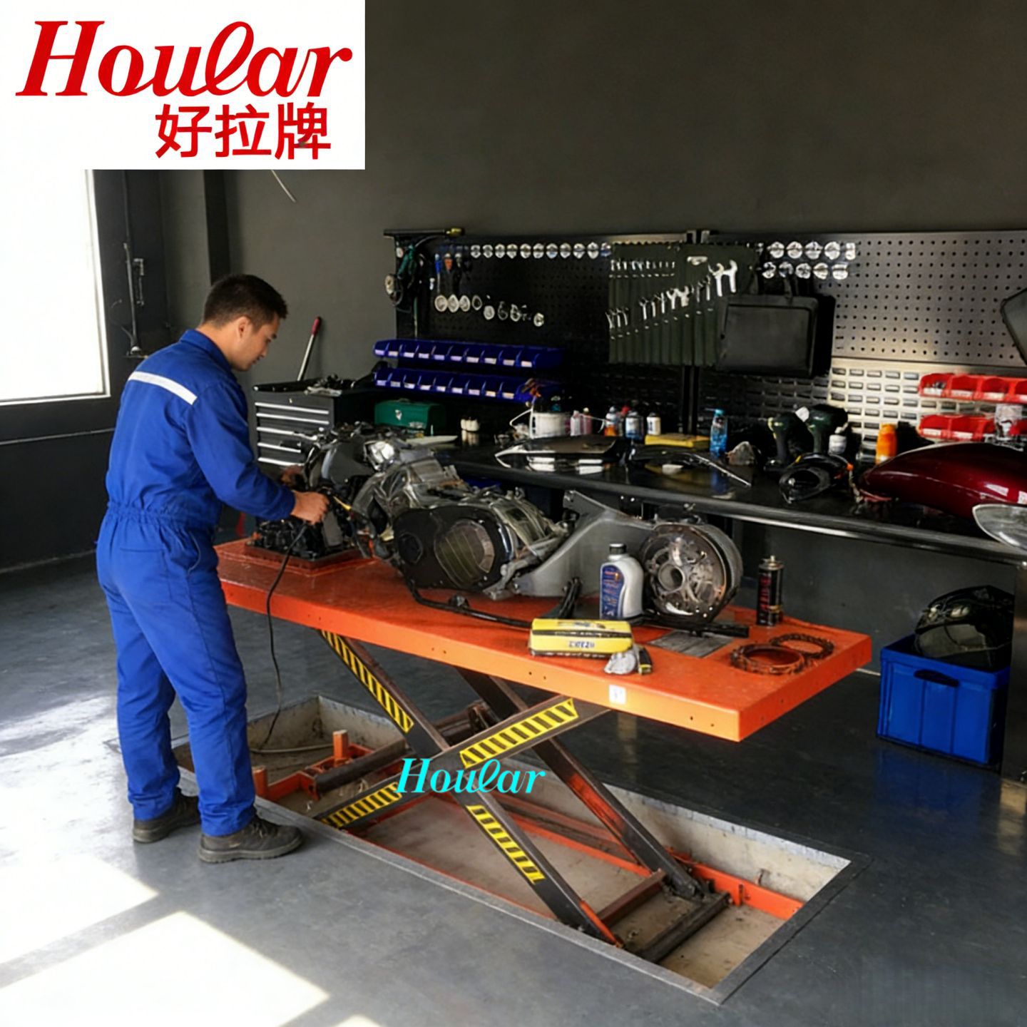 定500kg摩托车升降平台机车维修用液压升降机电动液压升降台