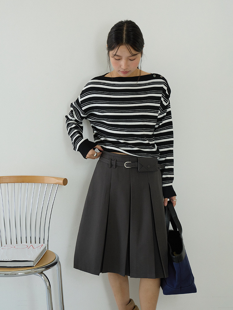 GraceChic GraceChic GraceChic Unlock Layered Sense Oufan Academy Style Pleated High Waist Dark Gray Half For Women Autumn Five-Point Skirt 3198_voghion.com