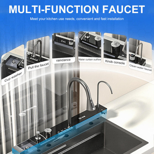 304 Stainless Steel Kitchen Single-Bowl Sink with Piano Key Design, Nano-Honeycomb Structure, Digital Display, and 
