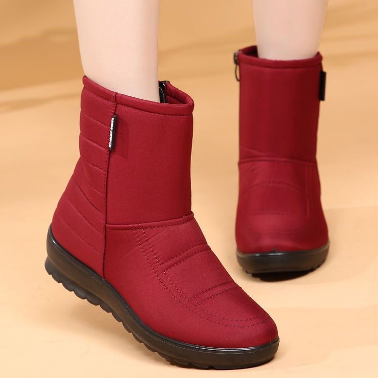 Korean Style Retro Fashion Warm Women's 2025 Winter New Round-Toe Snow Boots Fleece-Lined Middle-Aged and Elderly Mothers' Cotton Boots