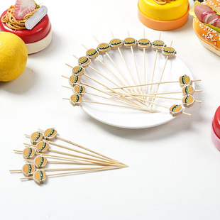 Cross-Border Supply Disposable Burger Fruit Skewers Source Manufacturer Wholesale Artistic Bamboo Skewers Cocktail Skewers Sandwich Skewers