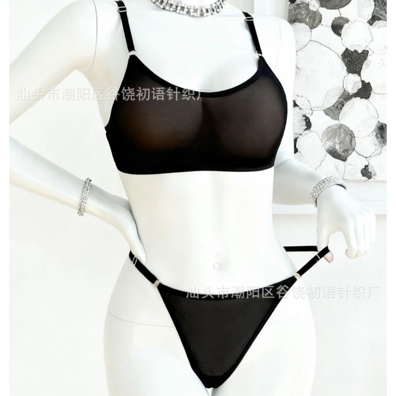 Hot Selling European and American Sexy Transparent Mesh See-Through Sexy Underwear Two-Piece Set Sexy Pajamas Wholesale