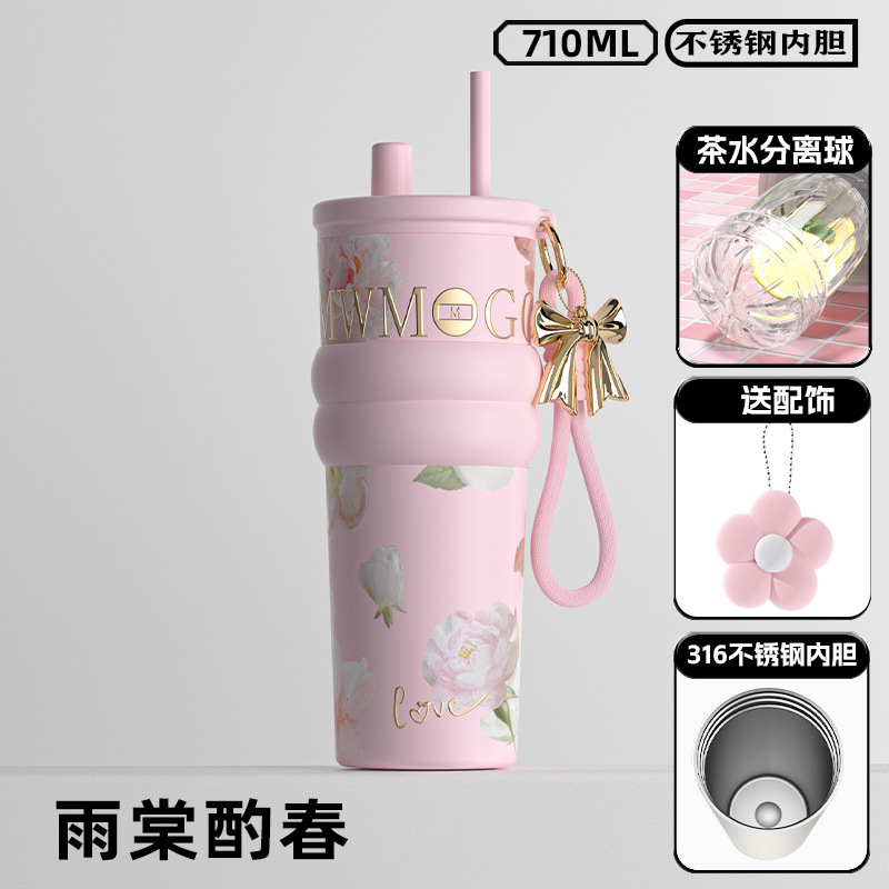 新しい高品質の大容量アイス魔法断熱カップストロー付き女の子の誕生日ギフトギフトボックス車のポータブルウォーターカップ|undefined