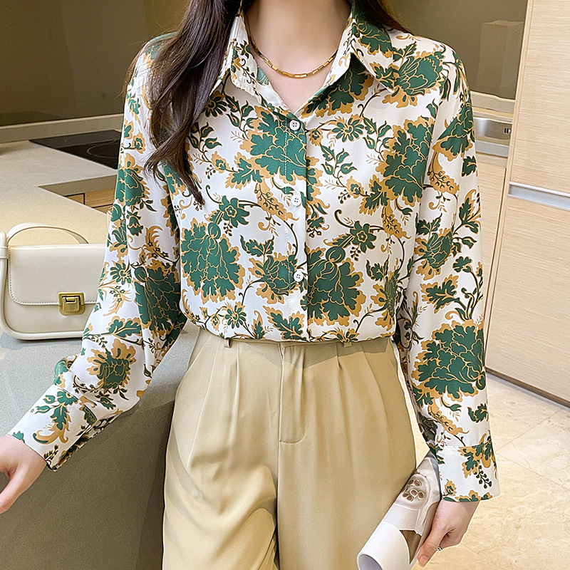 Cross-border export foreign trade supply new temperament loose and comfortable printing all-match fashion long sleeve shirt women's top Cross-border export foreign trade supply new temperament loose and comfortable printing all-match fashion long sleeve shirt women's top