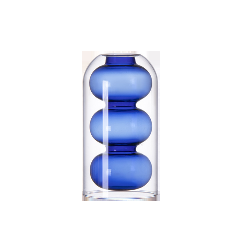 Nórdico creativo vidrio de color pequeño jarrón ins estilo decoración simple sala de estar arreglo floral flor seca agua transparente nutritiva boca fina