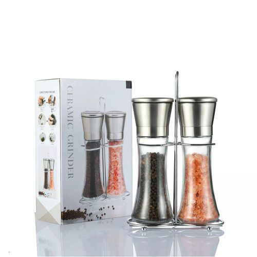 Creative stainless steel grater kitchenware glass spice bottle manual home use black pepper grinder seasoning bottle