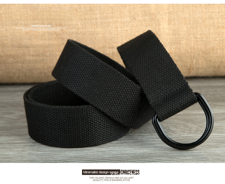 Men's belt wholesale canvas men's and women's simple double ring buckle belt youth fashion brand student color belt strap_viptrois.com