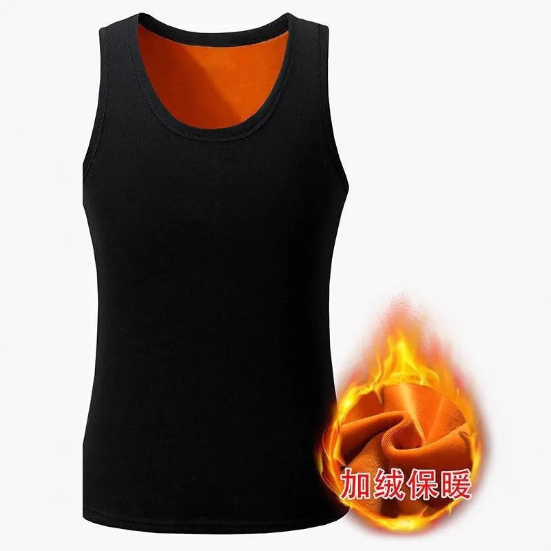 Gold velvet close-fitting vest top waistcoat underwear autumn and winter men's warm vest fleece-lined middle-aged solid color base shirt Gold velvet close-fitting vest top waistcoat underwear autumn and winter men's warm vest fleece-lined middle-aged solid color base shirt
