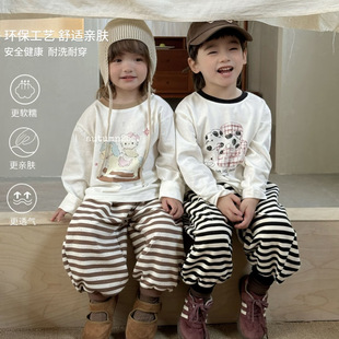 Big and Small Roll Kidsren's Clothing 25 Autumn Kidsren's T-Shirts for Boys and Girls Multi-Color Cartoon Print Fun a Pure Cotton Long-Sleeved Bottoming Shirts