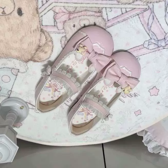 Туфли Lolita на низком каблуке (Uncle Meow’s) «Маленький мишка», круглый носок, 35–40, съёмный бант